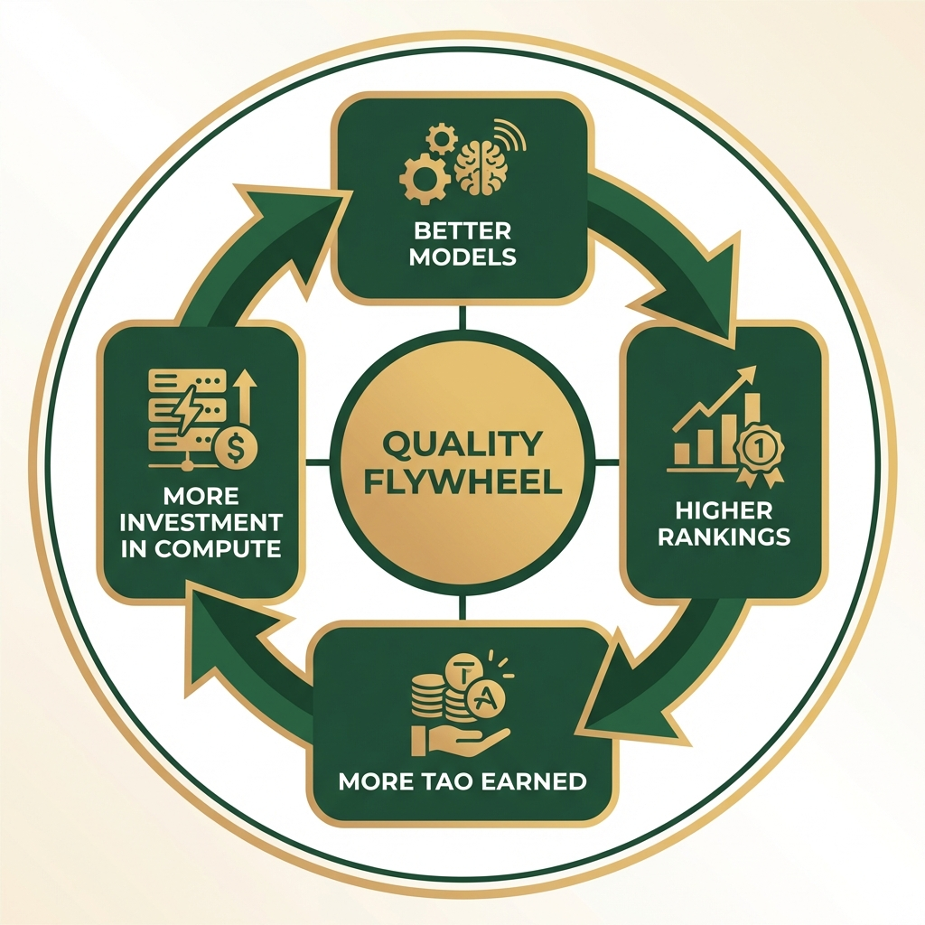 The Bittensor Quality Flywheel — Better Models → Higher Rankings → More TAO → More Compute Investment